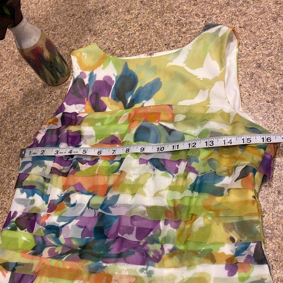 London Times Dress 10  Green Purple Blue White - Picture 3 of 15